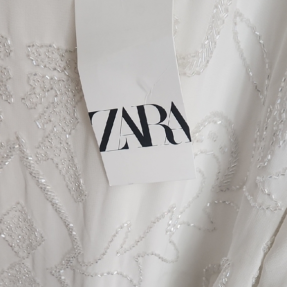 Zara White Dress with Silver Embroidery - Picture 2 of 10